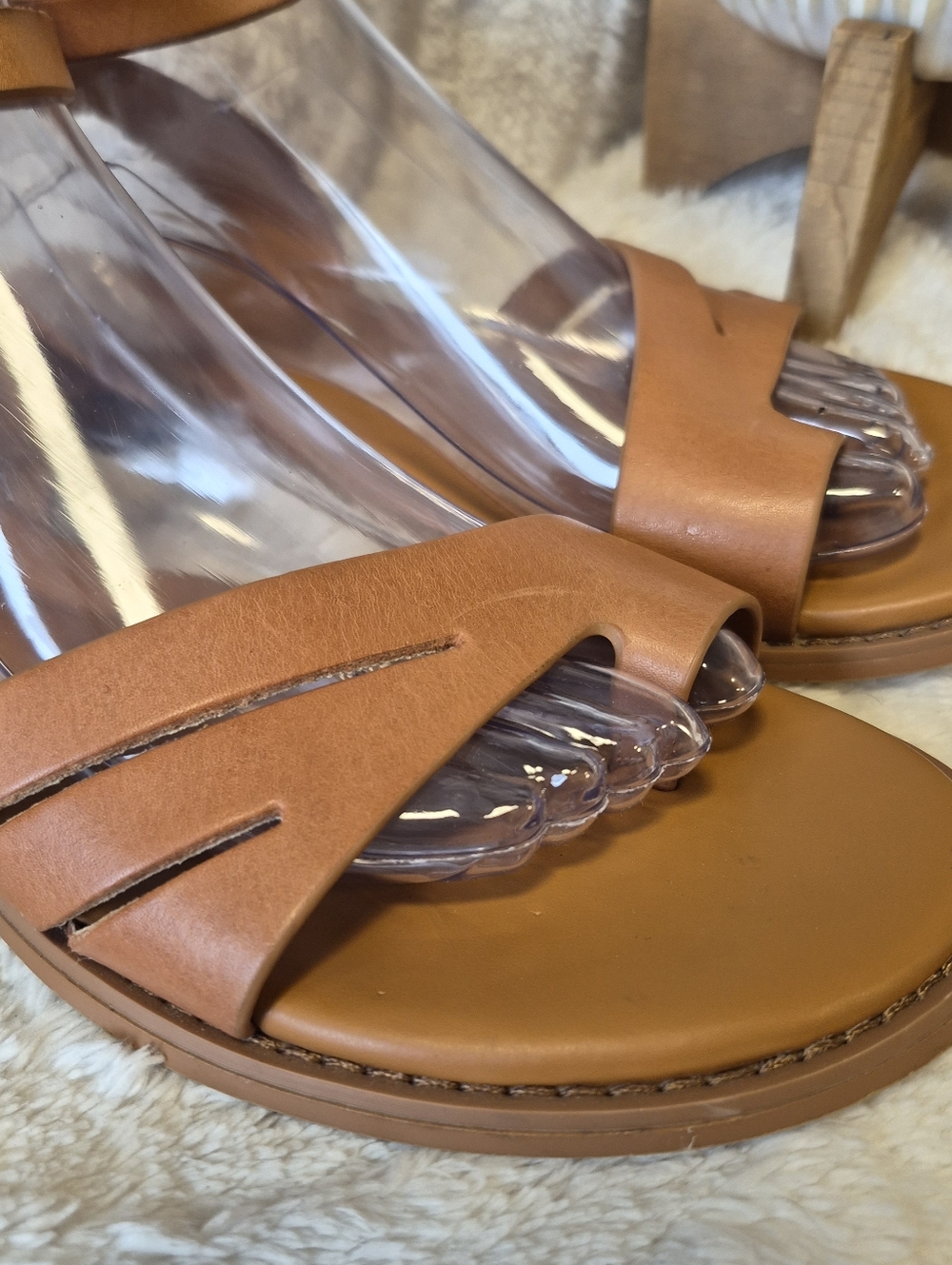 Franco Sarto Greene Leather Sandals Tan Ankle Strap Gladiator Women's Size 9.5 - Picture 3 of 14